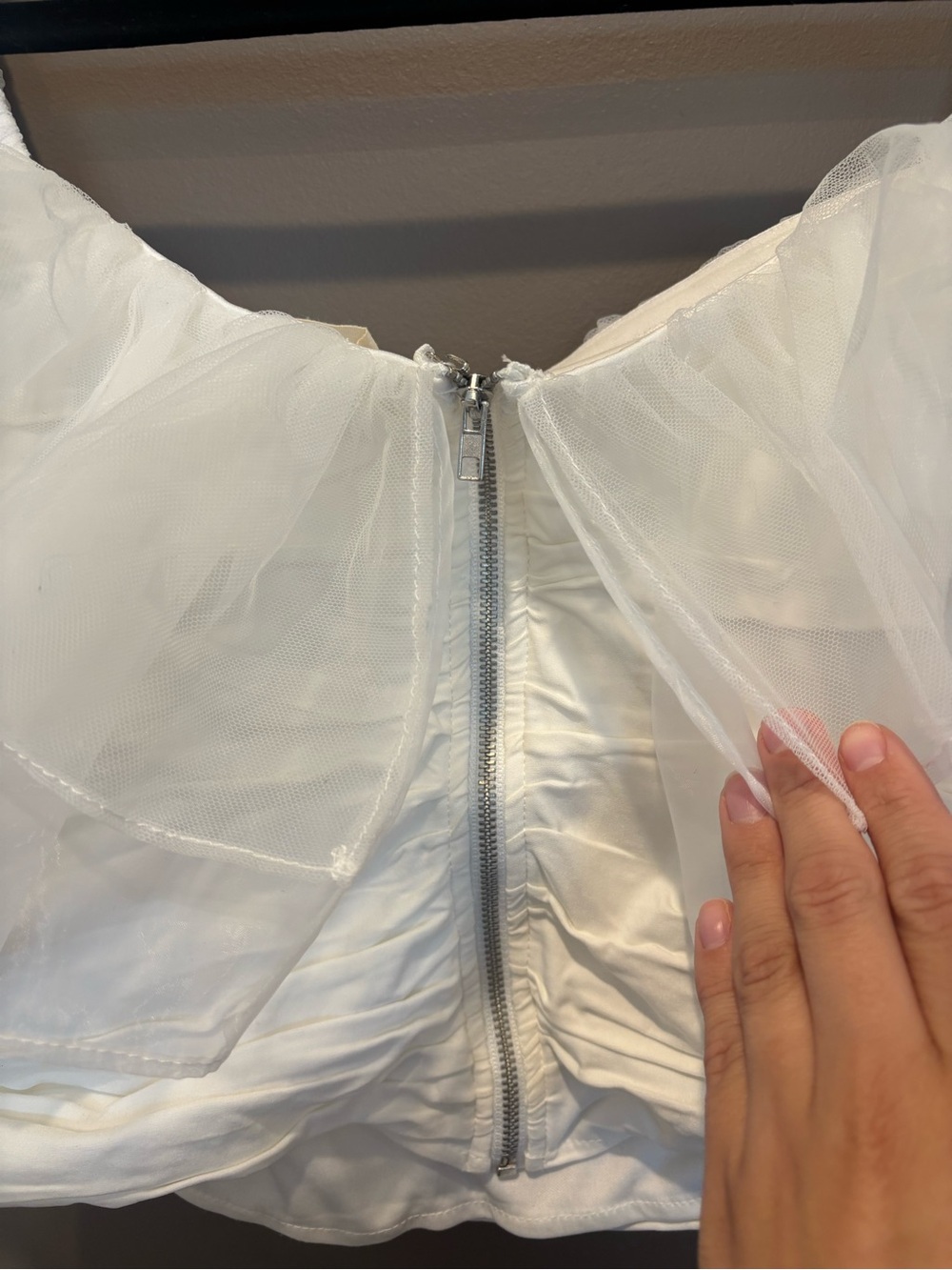 Altar'd State Cream Ruffled Organza Crop Top - Picture 7 of 7